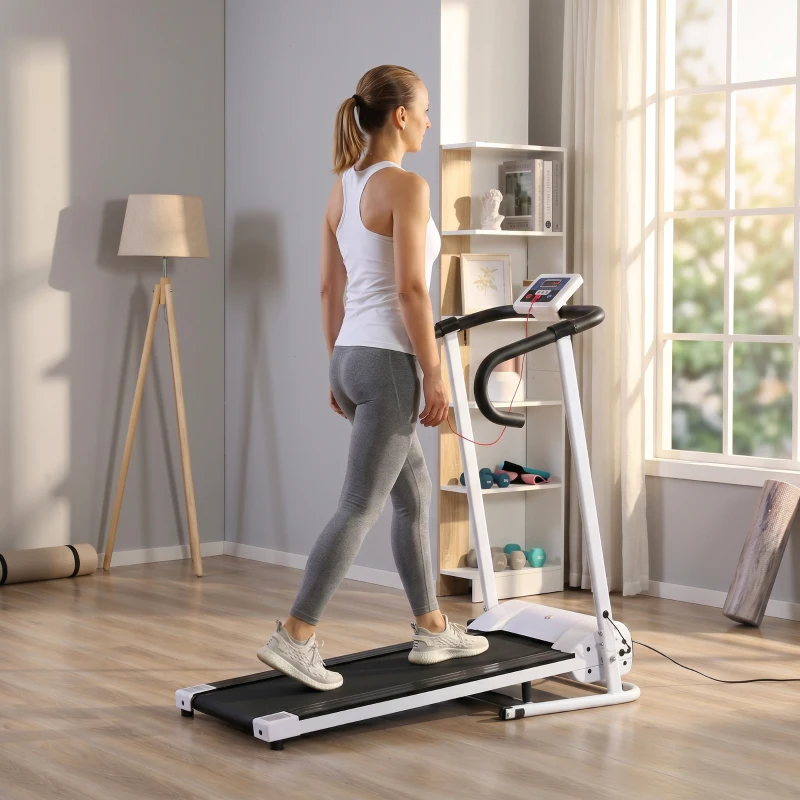 HOMCOM Cinta de Andar Plegable Cinta de Correr Eléctrica Velocidad de 1-10km/h con Pantalla LCD y Carga Máx. 110 kg para Fitness Hogar Oficina 125x61x118 cm Blanco y Negro