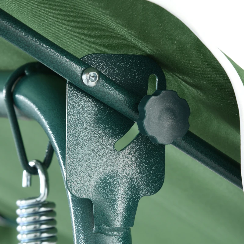 Outsunny Balancelle de Jardin 3 Places Toit imperméabilisé Inclinaison réglable Coussins Assise Dossier Vert Blanc rayé