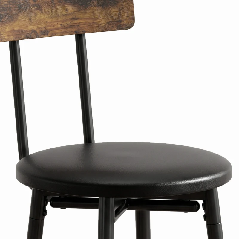 HOMCOM Industrieel Bartafelset met 2 Gevoerde Krukken, Voetsteunen, Metalen Frame, Keukentafel met Opbergruimte, Rustiek Bruin