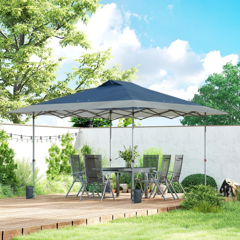 Outsunny Pavillon ca. 4x4m Wasserdicht Stabil Winterfest Pop-up Faltpavillon mit Ein-Schritt-Schließfunktion UV 50+