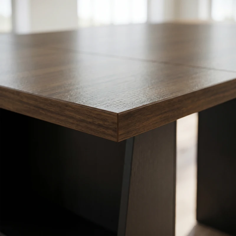 HOMCOM Escritorio con 4 Estantes Abiertos Diseño Industrial 140 cm Marrón y Negro