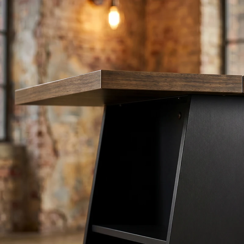 HOMCOM Escritorio con 4 Estantes Abiertos Diseño Industrial 140 cm Marrón y Negro