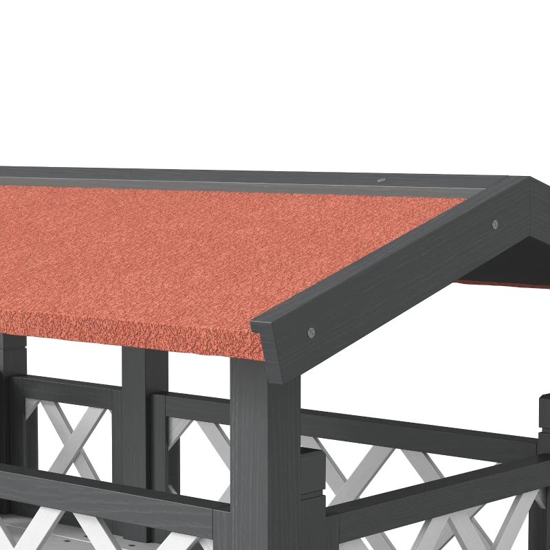PawHut Cabane Chat Extérieur avec Terrasse, Escalier, Toit, Niche Villa, 77 x 50 x 73 cm Blanc et Rouge