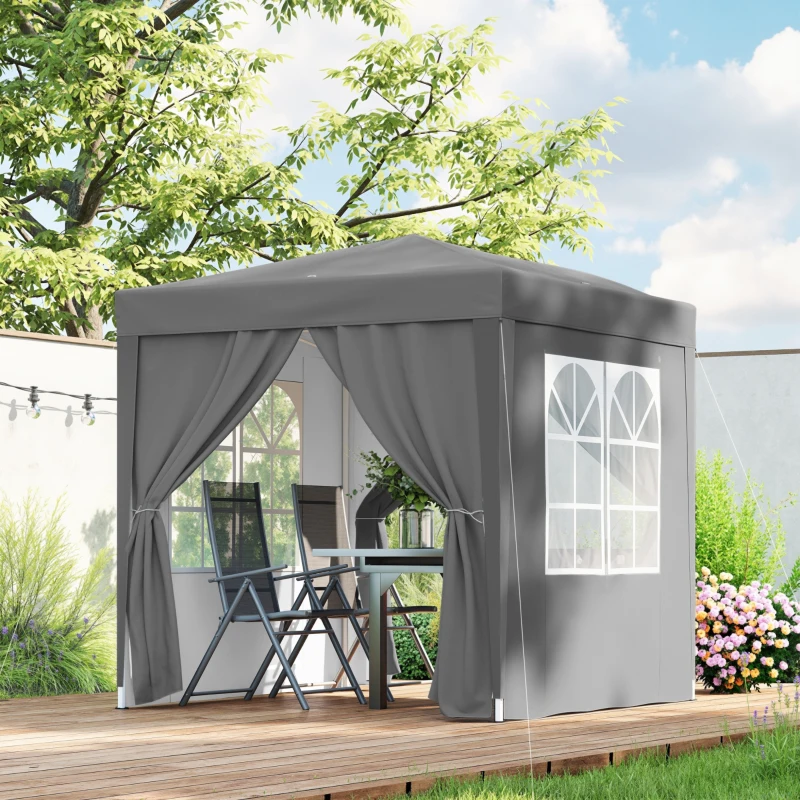 Outsunny Pavilion Pliabil Pop-Up, Oțel și Țesătură Oxford, 2 x 2 m, Gri