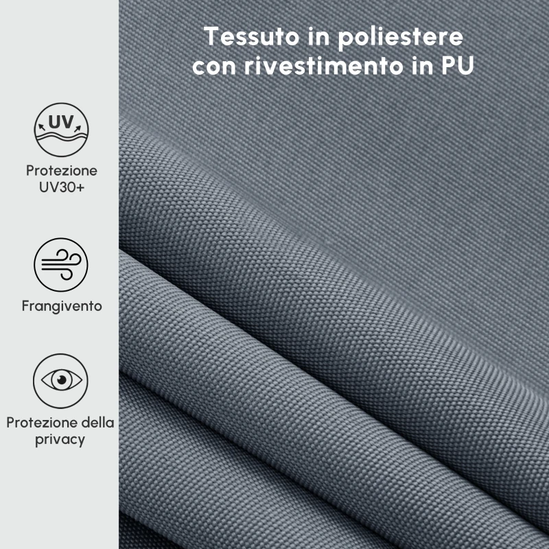 Outsunny Tenda da sole retrattile su palo con manovella e altezza regolabile, Grigio scuro