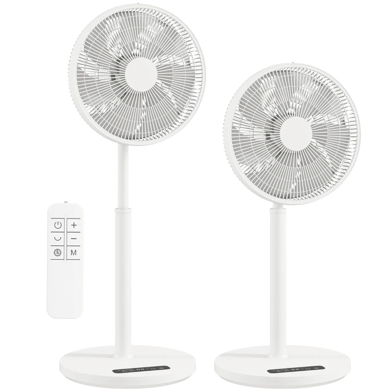 HOMCOM Ventilateur sur pied, ventilateur 39 cm avec 12 vitesses, 4 modes, minuterie 9H, oscillant 120°, hauteur réglable, blanc