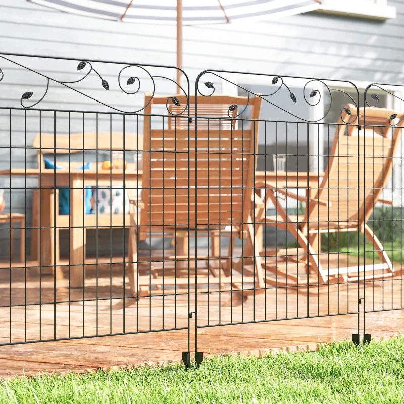Outsunny Gartenzaun Gitterzaun Zaun, Vintage-Design, wetterbeständig, 3,52 x 1,1m, Schwarz