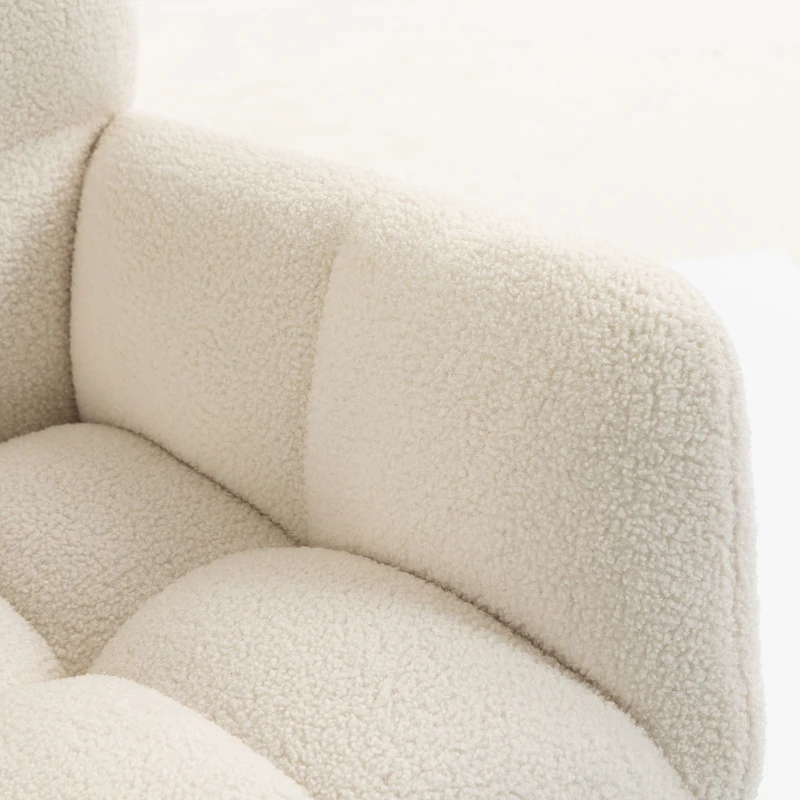 HOMCOM Fauteuil à Bascule avec Repose-Pieds, Rocking Chair en Tissu Bouclette, Assise Rembourrée, Dossier Large, Crème