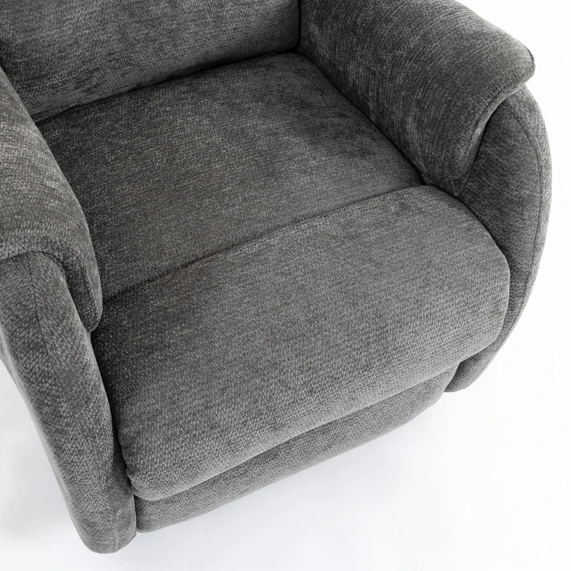 HOMCOM Elektrische relaxfauteuil met sta-op hulp voor senioren, chenille-look, met afstandsbediening en zijvakken, donkergrijs