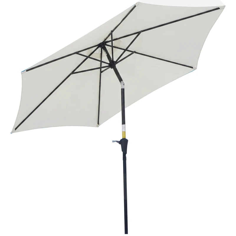 Outsunny Knickschirm Sonnenschirm Gartenschirm Marktschirm mit Handkurbel Alu 180/㎡ Polyester Beige ∅2,6 x 2,35 m