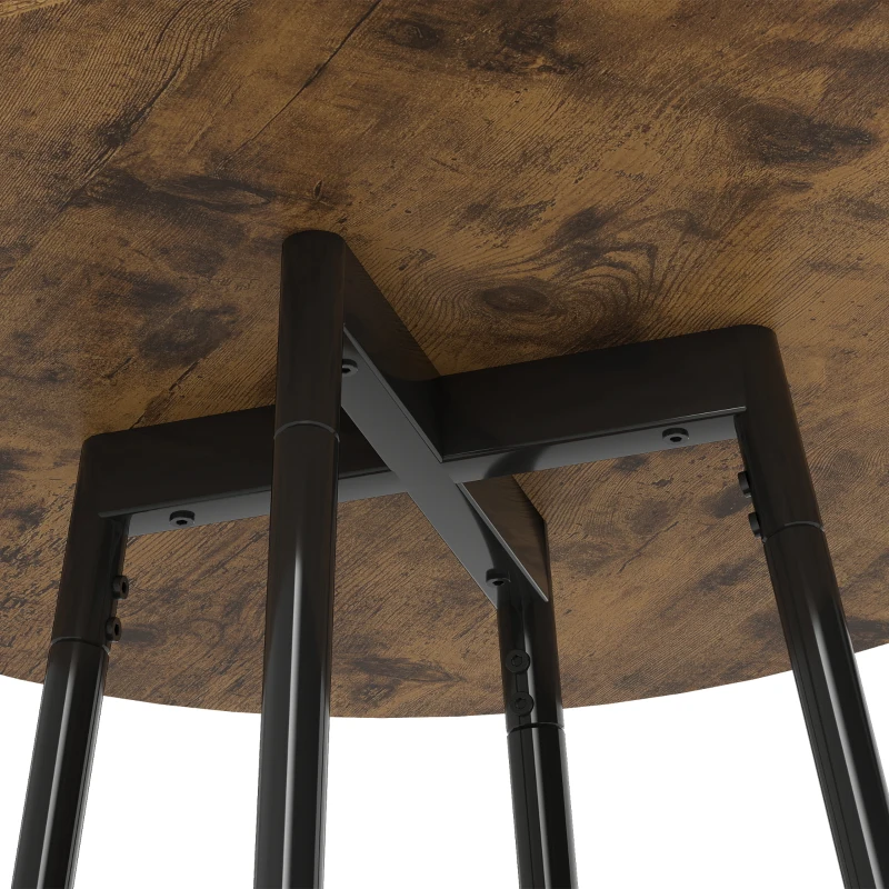 HOMCOM Industrieel Bartafelset met 2 Gevoerde Krukken, Voetsteunen, Metalen Frame, Keukentafel met Opbergruimte, Rustiek Bruin