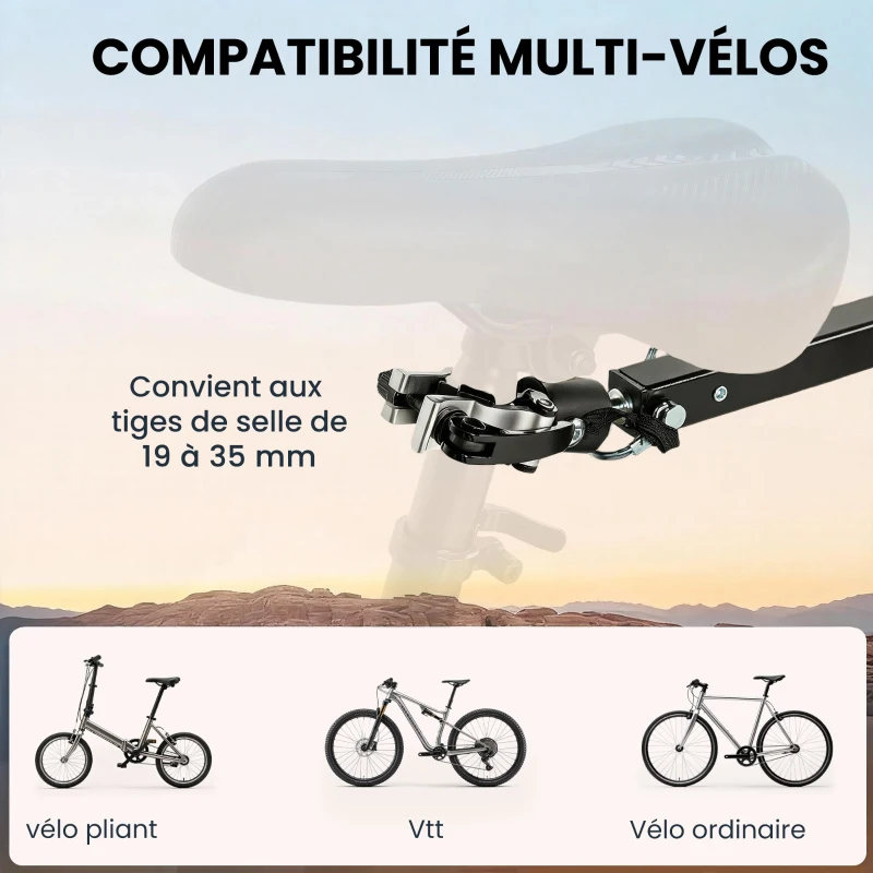 SPORTNOW Remorque Vélo Cargo Chariot de Transport Pliable Caisse Plastique 65L Couvercle Dégagement Rapide 145x51,5x72cm Noir