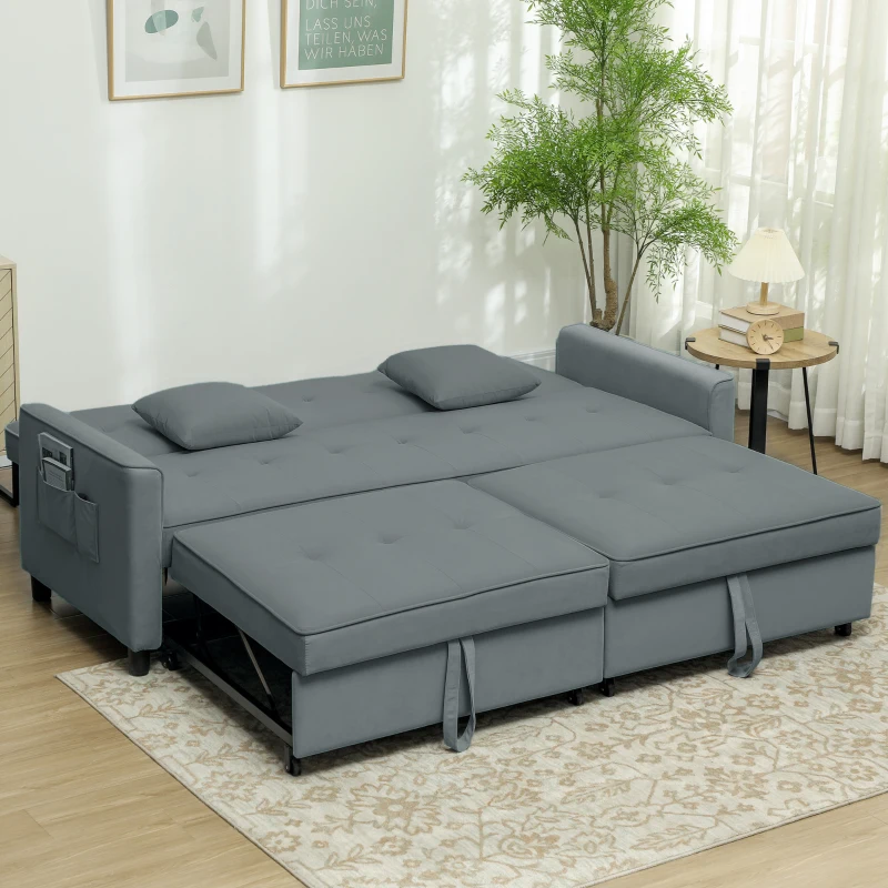 HOMCOM Canapé convertible 3 places canapé-lit clic-clac réversible avec dossier réglable et coussins, 196 x 90 x 89 cm, gris(m-10)
