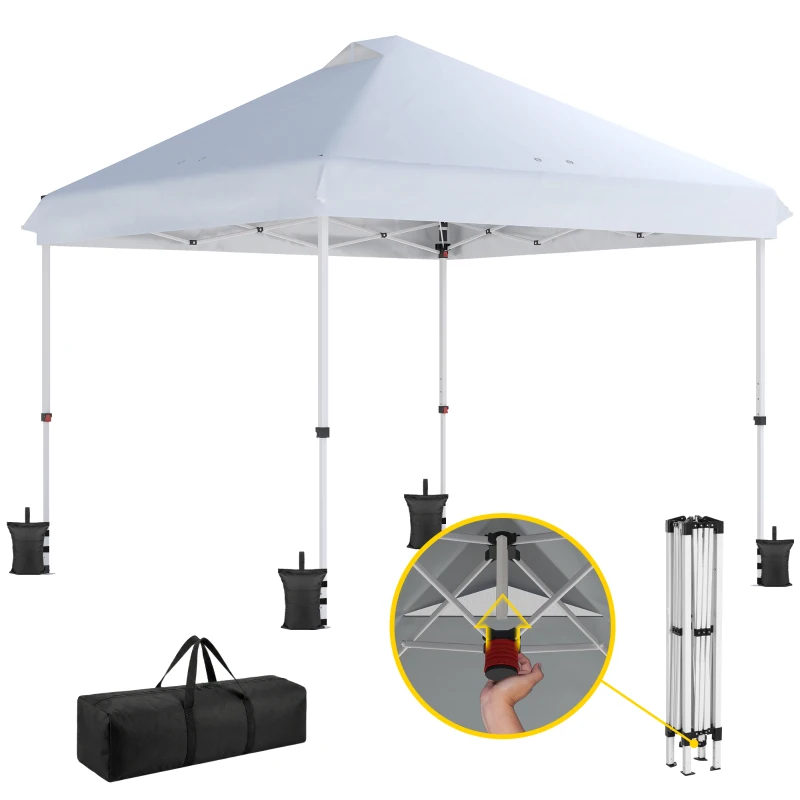 Outsunny Pavillon 3 x 3 m Wasserdicht Stabil Winterfest Pop-up Faltpavillon, UV 50+ mit Tasche Sandsäcke
