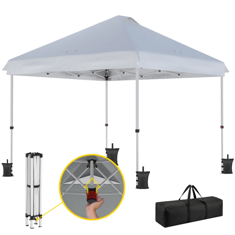 Outsunny Pavillon 3 x 3 m Wasserdicht Stabil Winterfest Pop-up Faltpavillon, UV 50+ mit Tasche Sandsäcke
