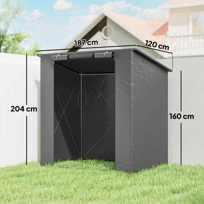 Outsunny Zeltgarage 1,9x1,2 m Wasserdicht Garagenzelt mit aufrollbarer Reißverschlusstür Belüftungsfenster Dunkelgrau
