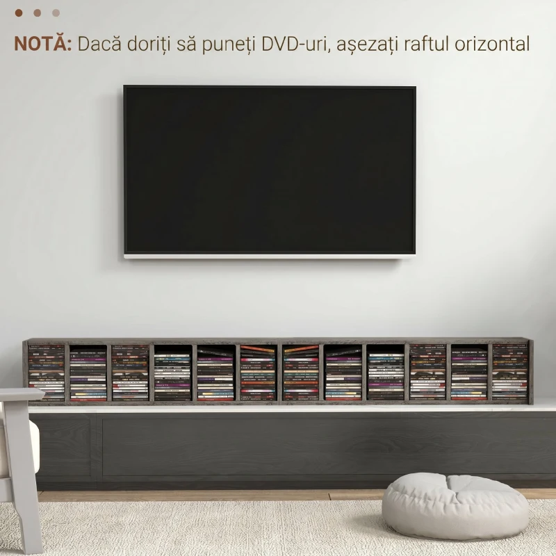 HOMCOM Set de 2 rafturi pentru CD-uri cu polițe reglabile pentru 204 CD-uri, 21x22,5x88,5 cm, gri(m-8)