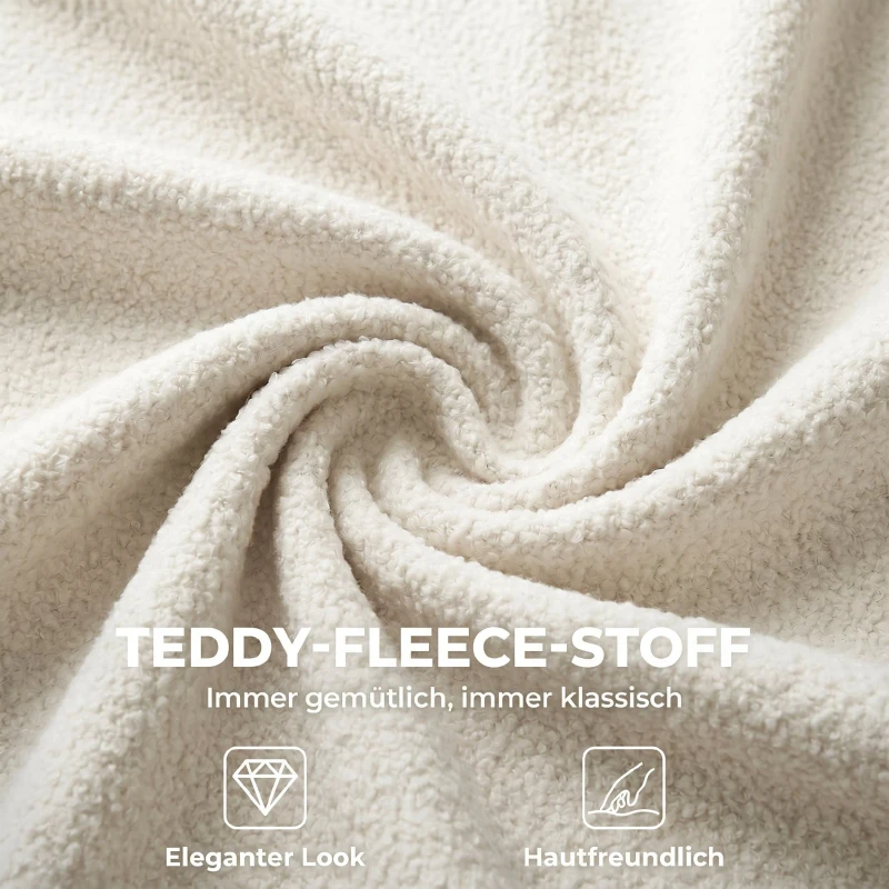 HOMCOM Draaibare bureaustoel met teddyfleece, in hoogte verstelbaar, met wieltjes, comfortschuim, crème