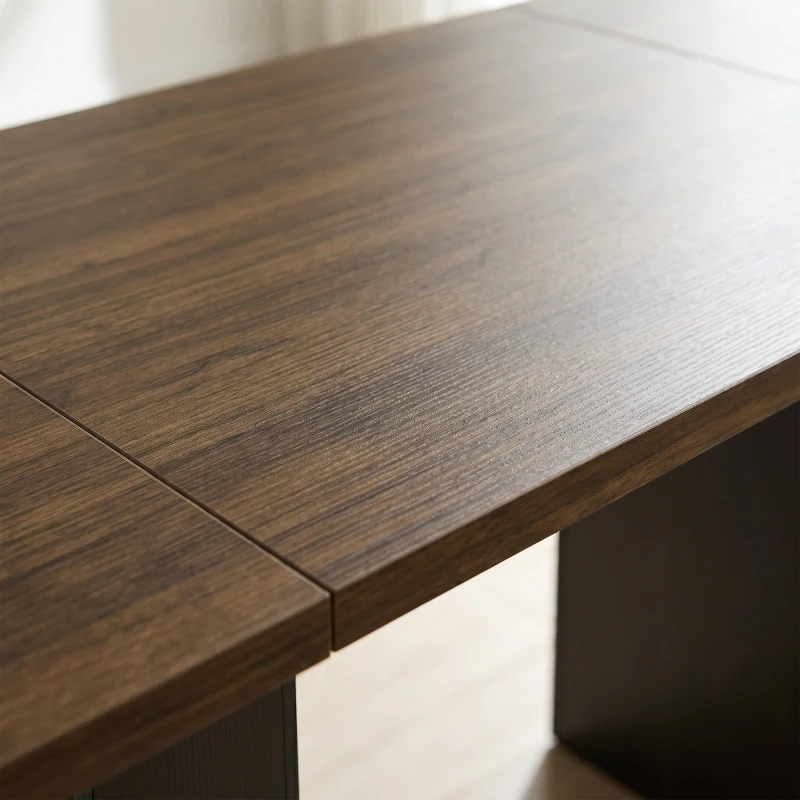 HOMCOM Escritorio con 4 Estantes Abiertos Diseño Industrial 140 cm Marrón y Negro
