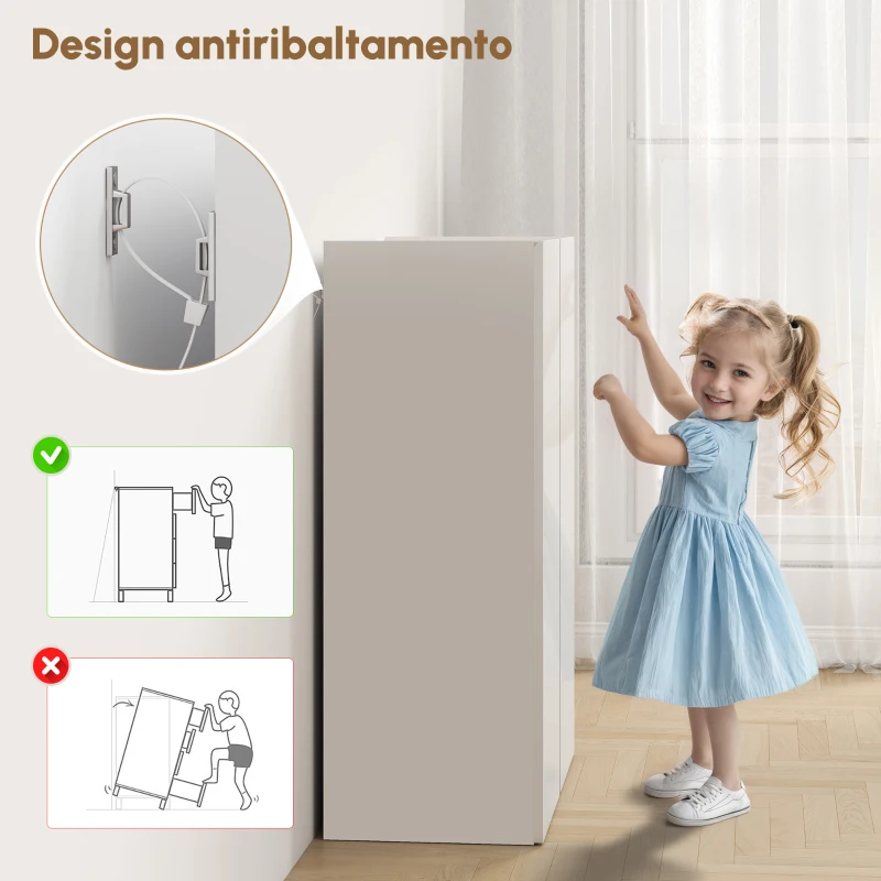 HOMCOM Mobile Portascarpe con Funzione Soft-Close, disegno a sei livelli senza maniglia, 18 paia di scarpe, per ingresso, corridoio, legno, Bianco