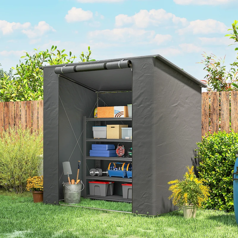 Outsunny Zeltgarage 1,9x1,2 m Wasserdicht Garagenzelt mit aufrollbarer Reißverschlusstür Belüftungsfenster Dunkelgrau