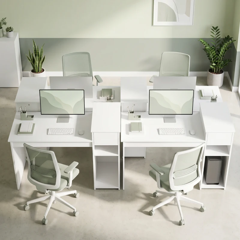 HOMCOM Escritorio para Ordenador con Cajón y Estantería Escritorio con Soporte para Unidad Central 108x50x82 cm Blanco