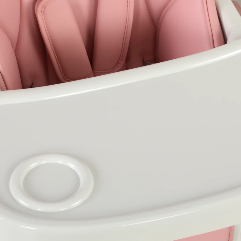 AIYAPLAY Trona Plegable para Niños 6-36 Meses con Altura Ajustable Doble Bandeja Lavable Ruedas Rosa