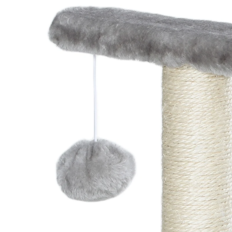 PawHut Arbre à chat, tour de jeux pour chats avec pont à griffer en sisal, tunnel demi-rond 2 balles 40 x 30 x 43 cm gris