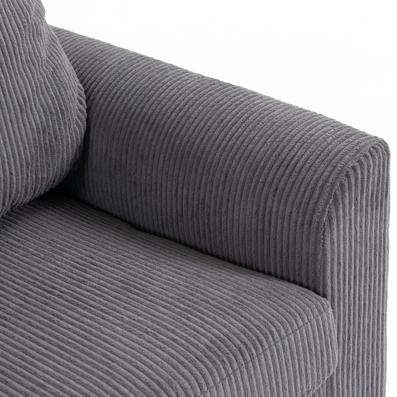 HOMCOM 2 Seater Sofa, Corduroy Small Couch with Spring Cushion, Wide and Deep Seat, Dark Grey