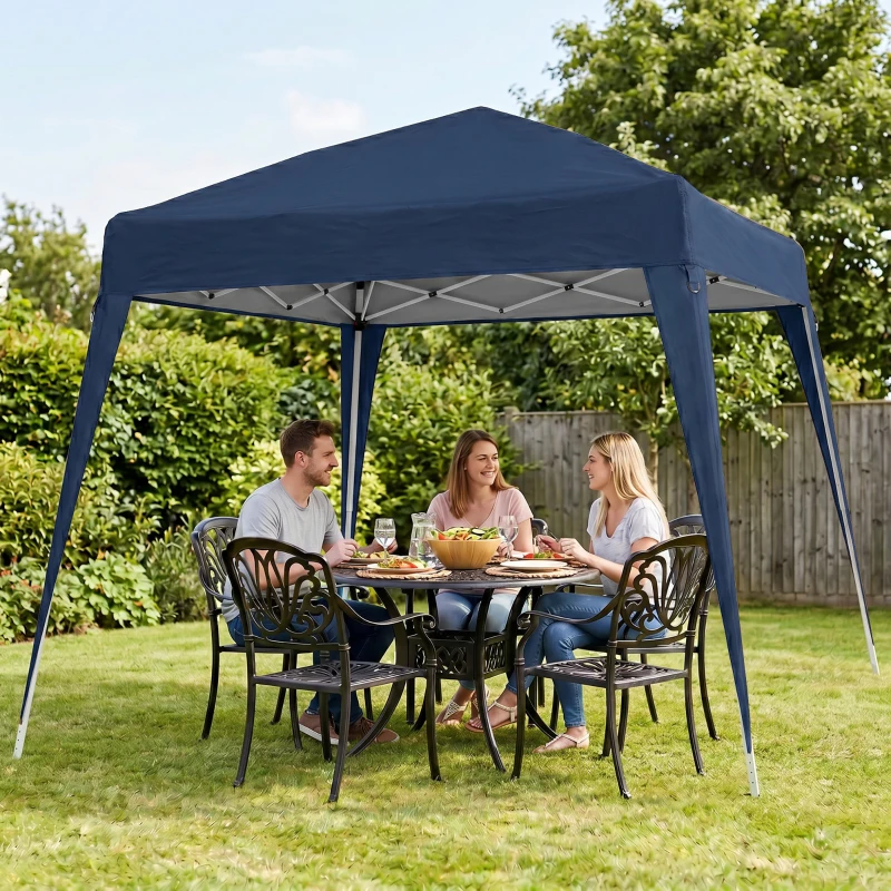 Outsunny Tonnelle de Jardin 3x3m Pop up Tente Pliable Acier Polyester imperméabilisé Anti UV avec Sac de Transport Bleu