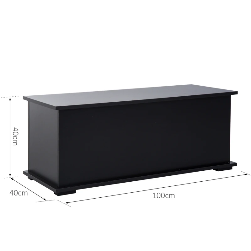 HOMCOM Cassapanca contenitore cassapanca per giocattoli grande capacità cerniera di sicurezza in legno 100 x 40 x 40 cm nero