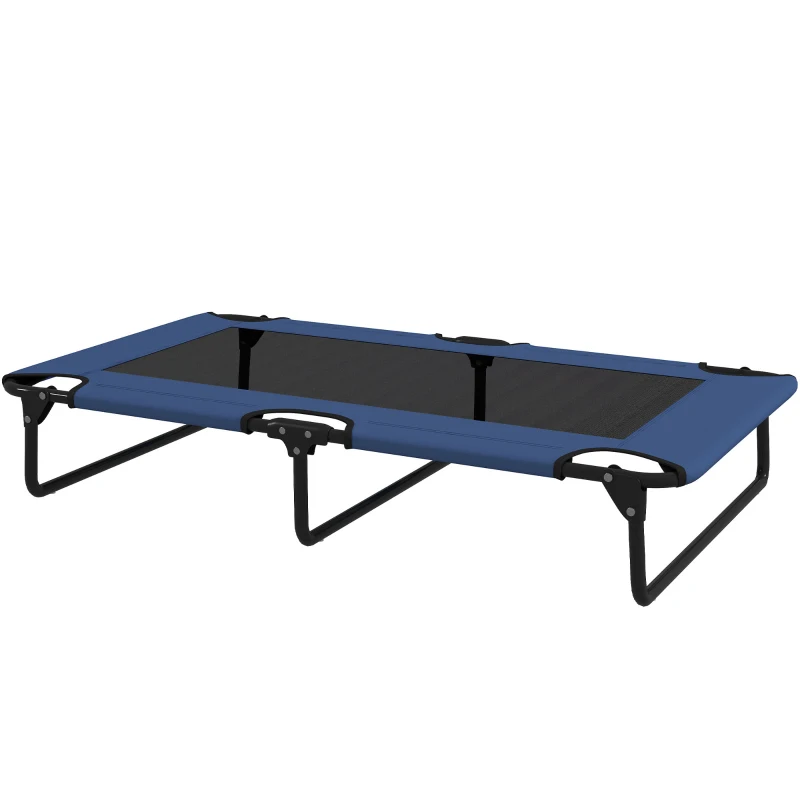 PawHut Cama elevada dobrável para cães, refrescante, cama de campanha com malha respirável 107x61x20cm azul escuro