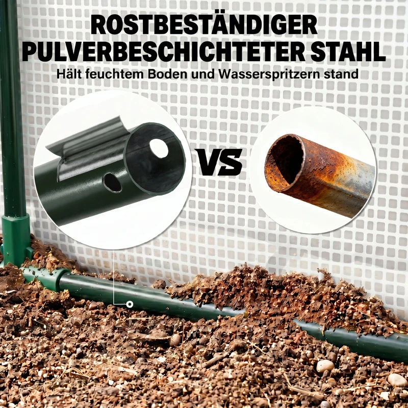 Outsunny Foliekas, Mini-Tunnelkas met Net-Vensters, UV-bestendig, Kunststof-Folie, 200 x 80 x 45 cm, Wit