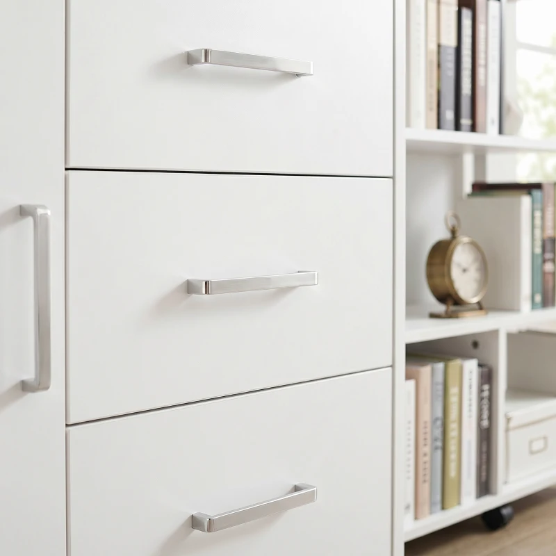 HOMCOM Caisson bureau meuble de rangement verrouillable avec 3 tiroirs et étagère réglable, roulettes, 40 x 60 x 56 cm, blanc