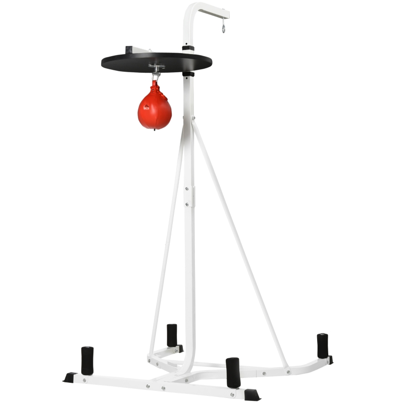 HOMCOM Suporte para saco de pancadas em pé autoportante 2 em 1 com pera de velocidade 156 x 115 x 224 cm branco