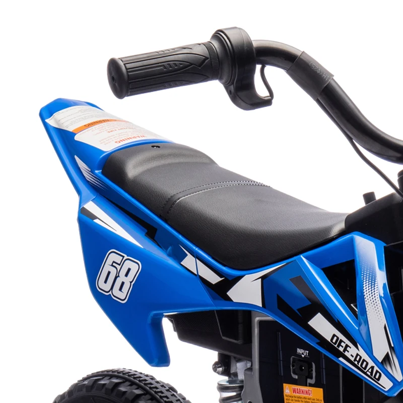 AIYAPLAY Moto électrique pour enfant moto cross pour enfants de 3 à 6 ans 2 moteurs 12V vitesse 5 km/h 109,5x60x72,5cm bleu(m-13)
