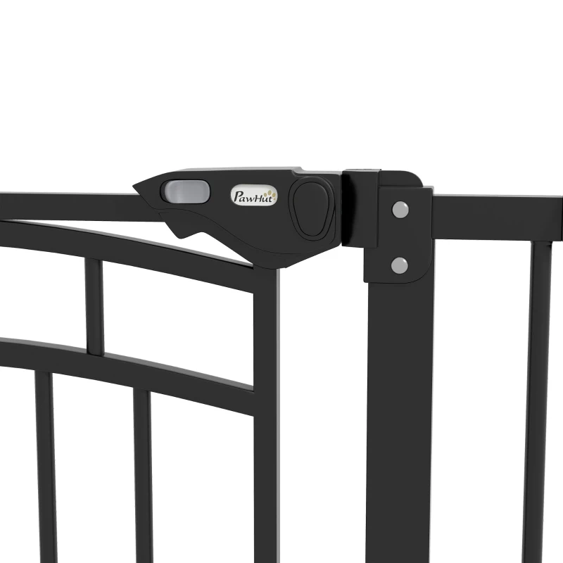PawHut Barreira de segurança para cães barreira de escada extensível dupla trava 74-80 x 76 cm preto