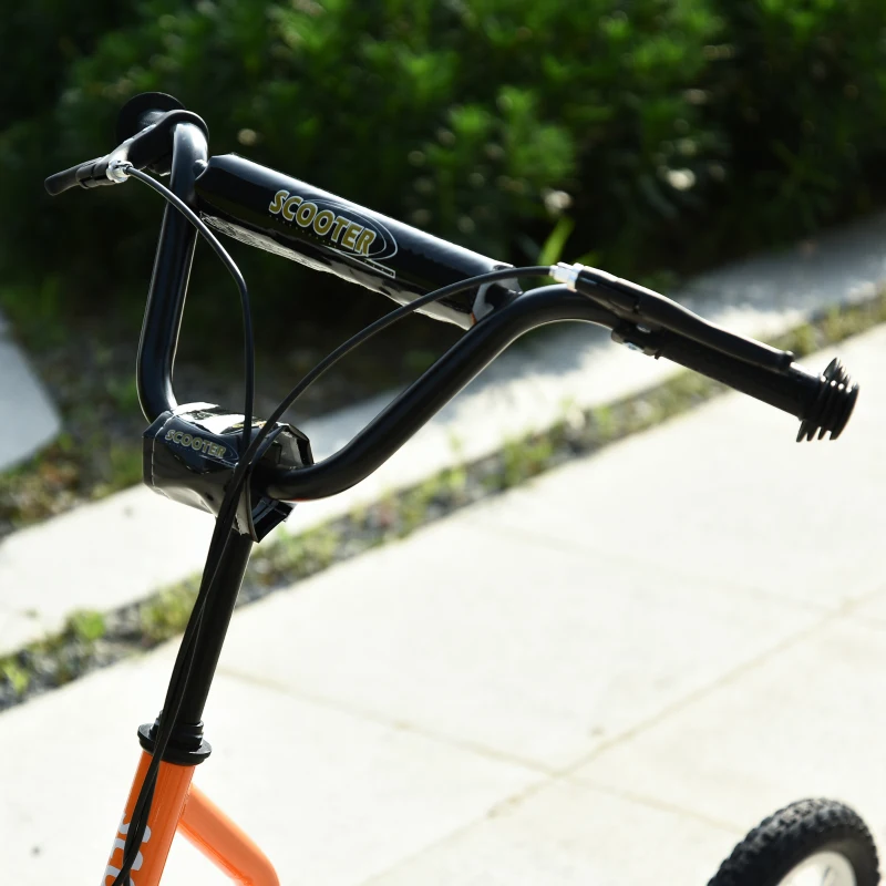 HOMCOM Trotinete infantil com guiador ajustável, rodas grandes e travão de mão, trotinete 41 cm Cityroller para meninos e meninas a partir dos 5 anos, metal, laranja