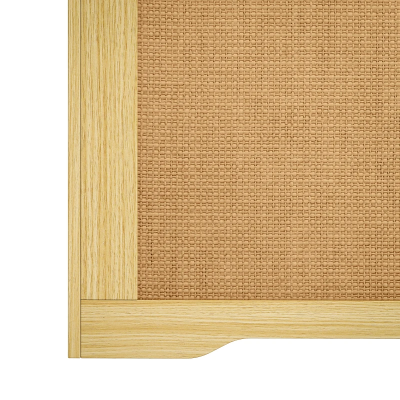 HOMCOM Baúl de Almacenaje 136L Banco de Almacenaje con Panel de Ratán Tapa Brazos de Soporte para Recibidor 100x40x45cm Roble