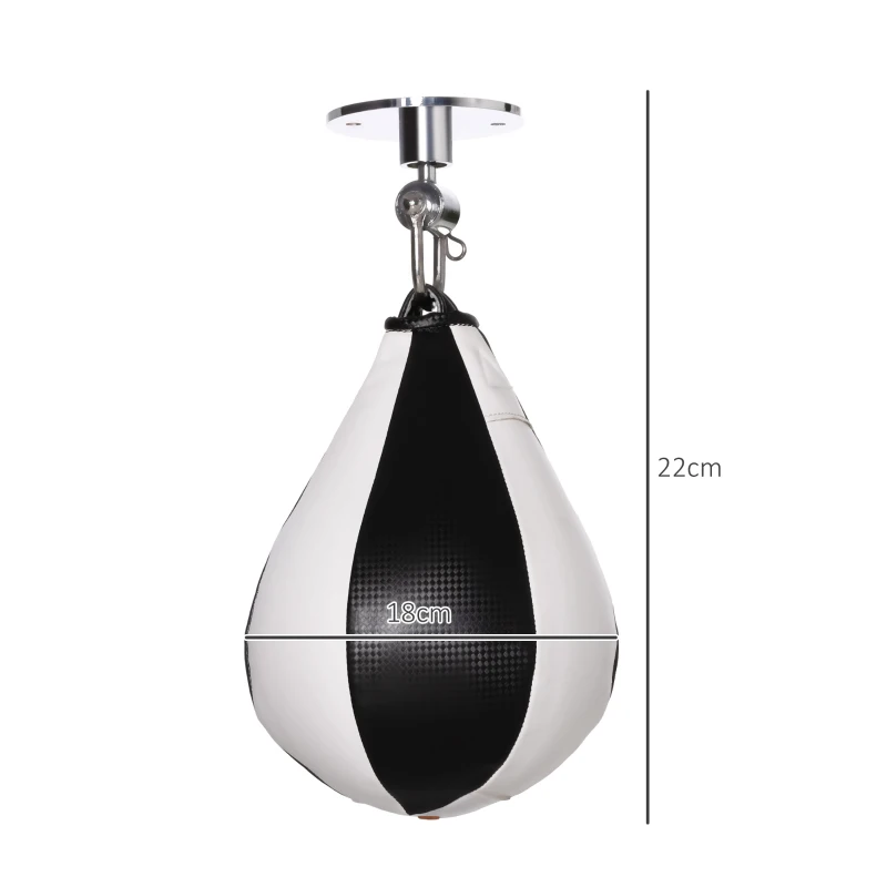 SPORTNOW Pera de velocidade de boxe saco de pancada para adultos com suporte com rótula giratória 360° bomba montagem em parede ou teto preto e branco