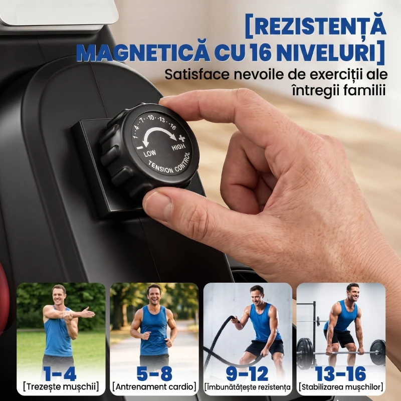 SPORTNOW Aparat de Vâslit, 16 niveluri de rezistență magnetică, șină din aluminiu, Bluetooth, compatibil APP.