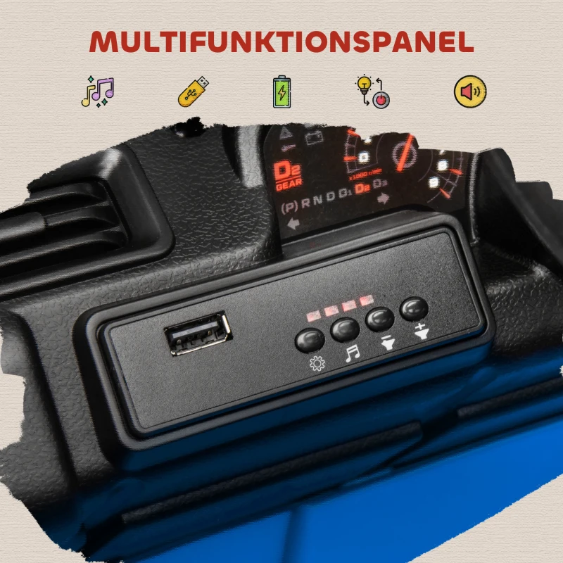 AIYAPLAY Carro elétrico infantil 12 V, com reboque, luzes LED, música e buzina, para crianças de 3-8 anos, Azul claro