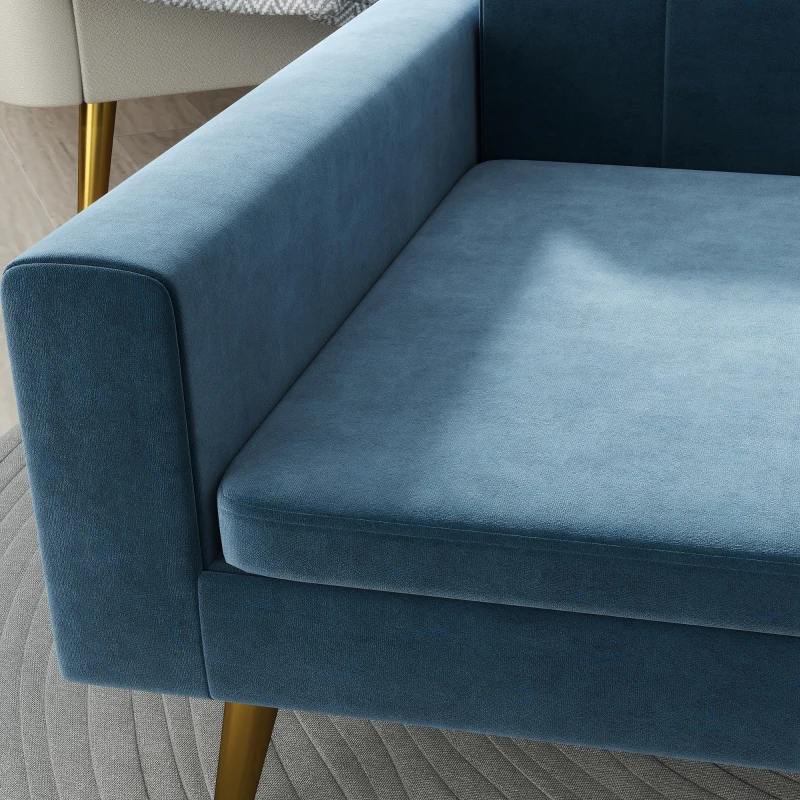 PawHut Sofá para cão cama para cão design escandinavo almofada macia pés metal dourado 94 x 59,5 x 31,5 cm veludo sedoso azul