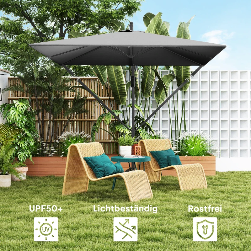 Outsunny Zweefparasol Ø260 cm met UV-bescherming 50 waterafstotend, met standaard, Grijs