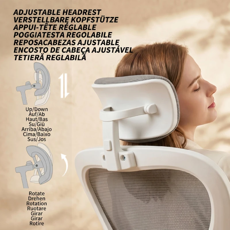 HOMCOM Bürostuhl Ergonomischer Schreibtischstuhl mit Hochklappbaren Armlehnen, Verstellbarer Lendenwirbelstütze Grau
