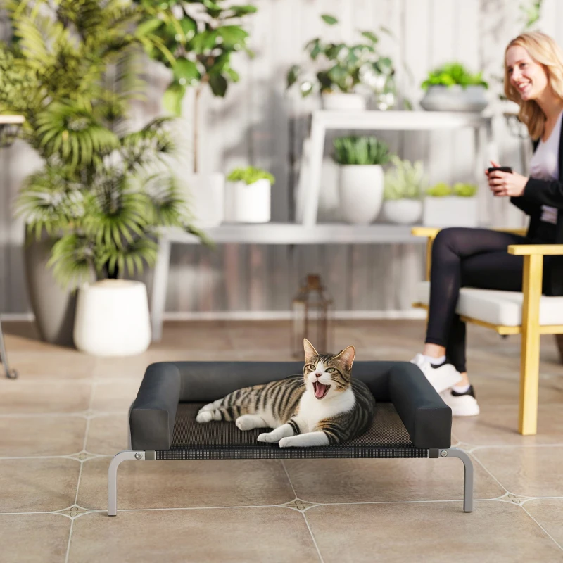 PawHut Cama elevada refrescante para cães, cama de campanha portátil para interior e exterior, 90 x 65 x 30 cm, preto