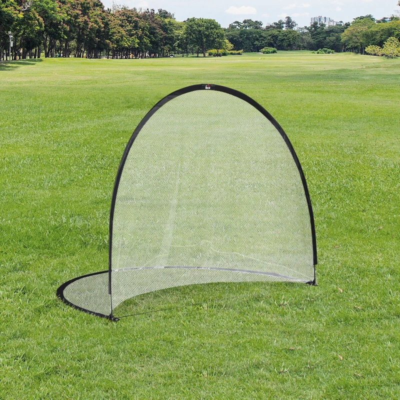 HOMCOM Baliza de Futebol sistema Pop Up com saco de transporte e estacas de fixação dim. 247L x 203l x 201,5H cm preto e branco