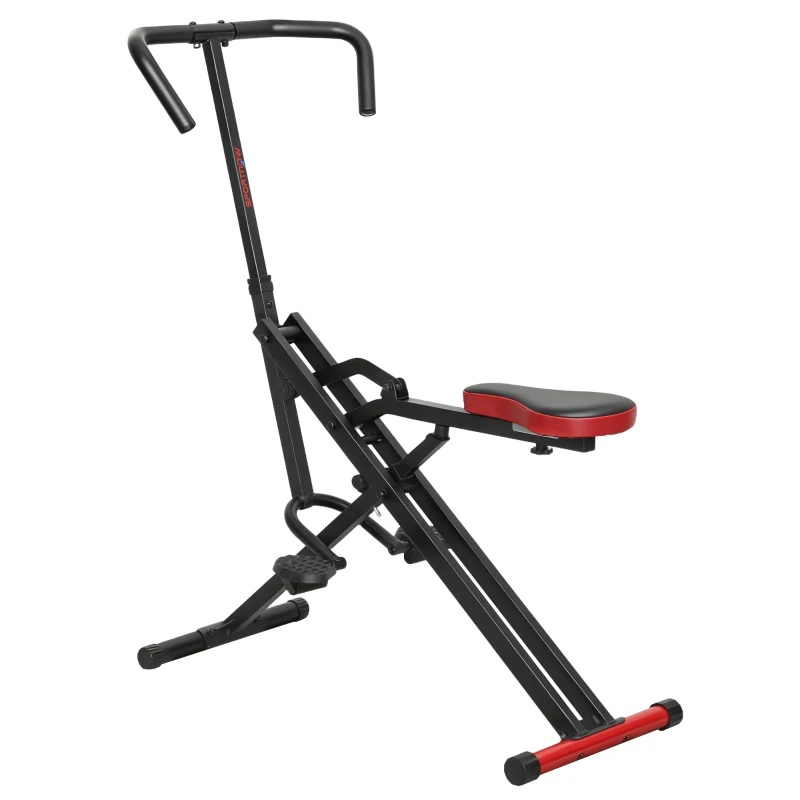 SPORTNOW Aparelho de Treino Abdominal Aparelho de Fitness Dobrável com Assento Ajustável para Braços Pernas 57x105x115 cm Vermelho