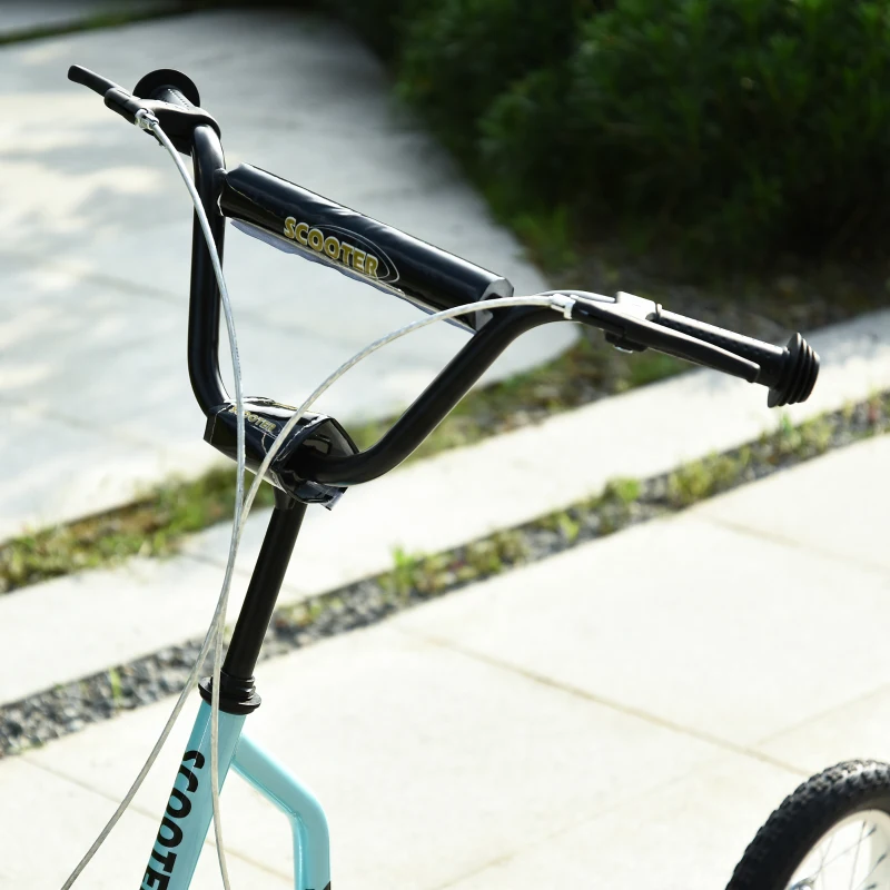 HOMCOM Patinete Infantil com guidão ajustável, rodas grandes e travão de mão, patinete urbano com rodas de 40,64 cm para meninos e meninas a partir de 5 anos Metal Azul