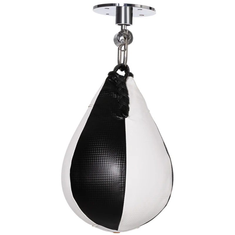 SPORTNOW Pera de velocidade de boxe saco de pancada para adultos com suporte com rótula giratória 360° bomba montagem em parede ou teto preto e branco